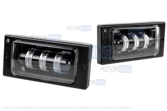 Светодиодные ПТФ Sal-Man 29W 4600lux 3 полосы двухцветные (бело-синий 6000К и желтый 3000К) для ВАЗ 2110-2112, 2113-2115, Шевроле Нива до рестайлинга 2009 года
