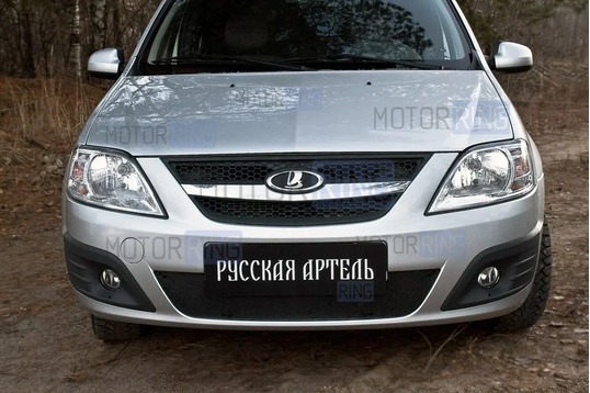 Зимняя заглушка решетки переднего бампера Русская Артель для Лада Ларгус 2012-2020 г.в.
