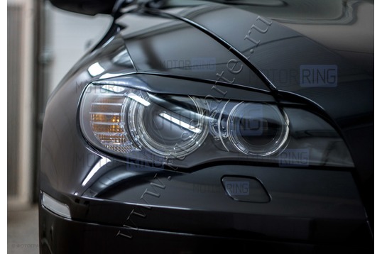 Реснички-накладки на передние фары под покраску для BMW X6 (E71) 2007-2010 г.в.
