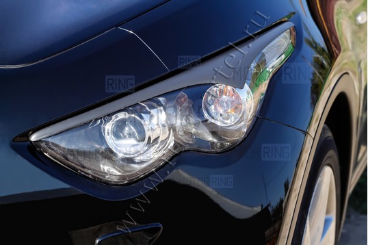 Реснички-накладки на передние фары под покраску для Infiniti FX 35, FX 37, FX 50 2008-2012 г.в.