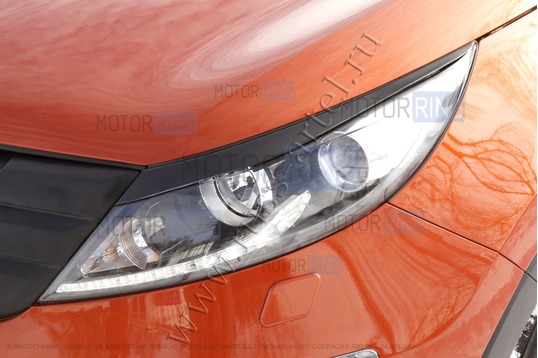 Реснички-накладки на передние фары под покраску для KIA Sportage 3 2010-2015 г.в.