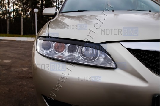 Реснички-накладки на передние фары под покраску для Mazda 6 2002-2007 г.в.