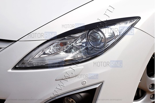 Реснички-накладки на передние фары под покраску для Mazda 6 2007-2012 г.в.
