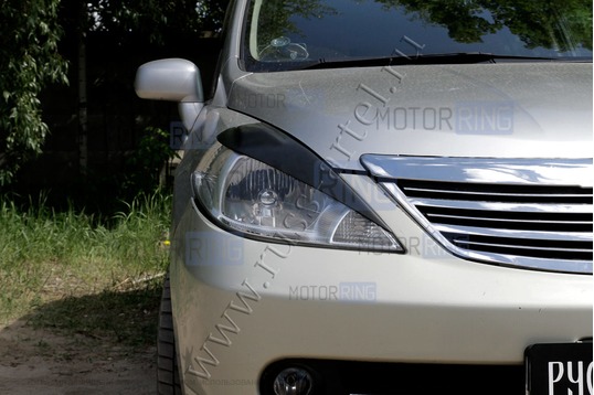 Реснички-накладки на передние фары Русская Артель под покраску для Nissan Tiida 2004-2013 г.в.
