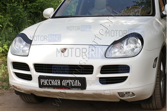 Реснички-накладки на передние фары под покраску для Porsche Cayenne 2002-2010 г.в.