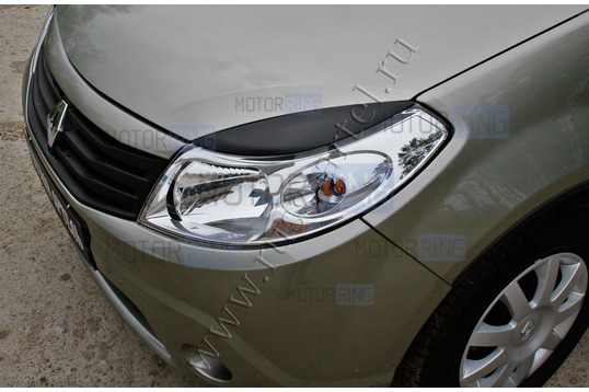 Реснички-накладки на передние фары под покраску для Renault Sandero 2009-2013 г.в., Sandero Stepway 2009-2013 г.в.