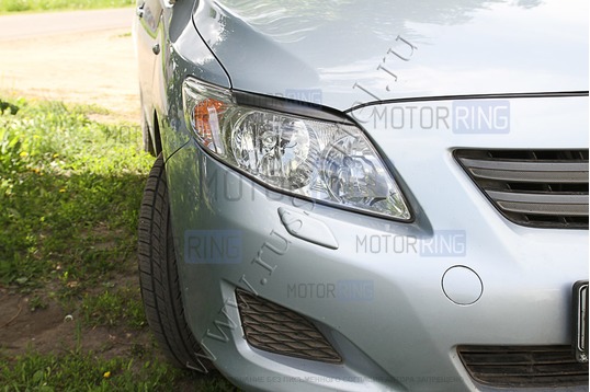 Реснички-накладки на передние фары Русская Артель под покраску для Toyota Corolla SD 2007-2010 г.в.