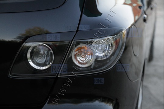 Реснички-накладки на задние фонари под покраску для Mazda 3 хэтчбек 2003-2008 г.в.