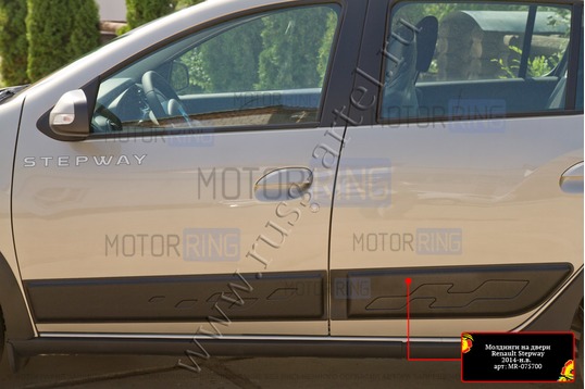 Молдинги на двери Русская Артель для Renault Sandero 2 2014-2022 г.в., Sandero 2 Stepway 2014-2022 г.в.