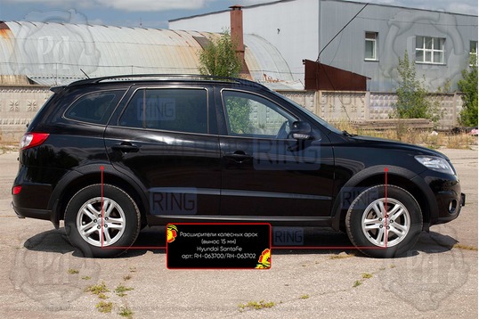 Расширители колесных арок с выносом на 15мм для Hyundai Santa Fe 2005-2010 г.в.