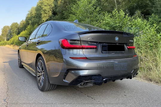 Черный лаковый диффузор заднего бампера INMAX в стиле М-Performance 340 для BMW 3 (G20)_1
