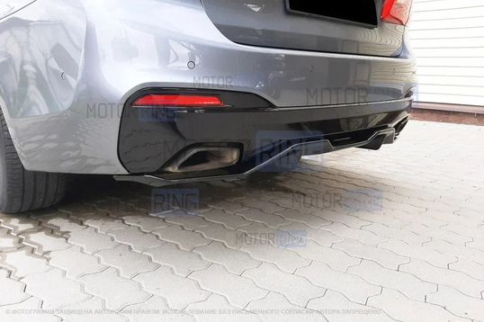 Черный лаковый диффузор заднего бампера INMAX 2 клыка для BMW 5 (G30)