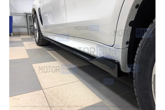 Черные лаковые накладки под пороги INMAX для BMW X5 (F15), X6 (F16)