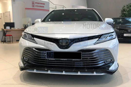 Неокрашенная накладка на передний бампер HEMMES для Toyota Camry XV70