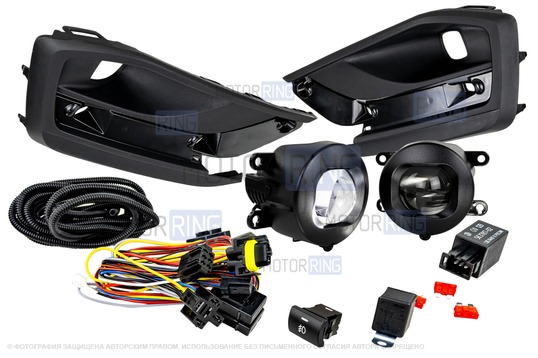 Комплект подключения ПТФ Sal-Man 120W 32000lux (ближний, дальний) с рамками (кронштейнами) для Лада Веста NG