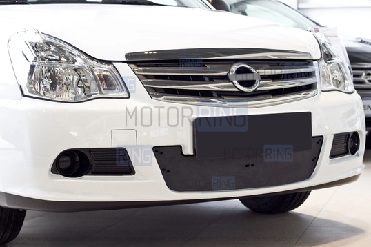 Зимняя заглушка решетки переднего бампера Русская Артель для Nissan Almera 2014-2018 г.в.