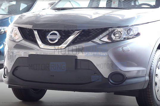 Зимняя заглушка решетки переднего бампера Русская Артель для Nissan Qashqai 2 2014-2017 г.в.