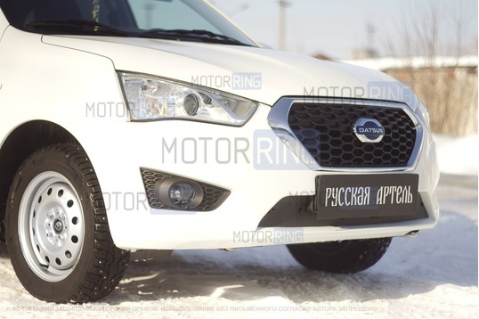 Зимняя заглушка решетки переднего бампера Русская Артель для Datsun mi-DO 2014-2020 г.в.