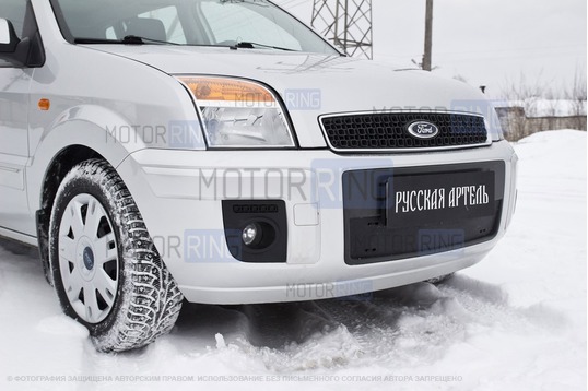 Зимняя заглушка решетки переднего бампера Русская Артель для Ford Fusion 2005-2012 г.в.
