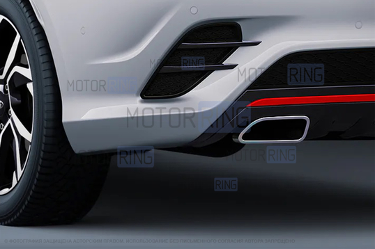 Вставки заднего бампера c накладками для Лада Веста Sport, Веста NG SportLine