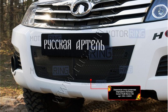 Защитная сетка решетки переднего бампера Русская Артель для Great Wall Hover H3 2010-2013 г.в.