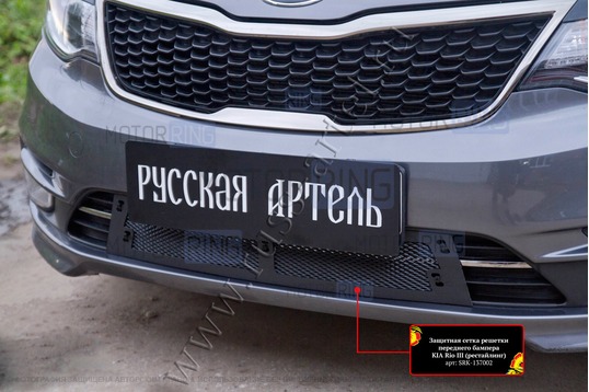 Защитная сетка решетки переднего бампера Русская Артель для KIA Rio 3 2015-2016 г.в.