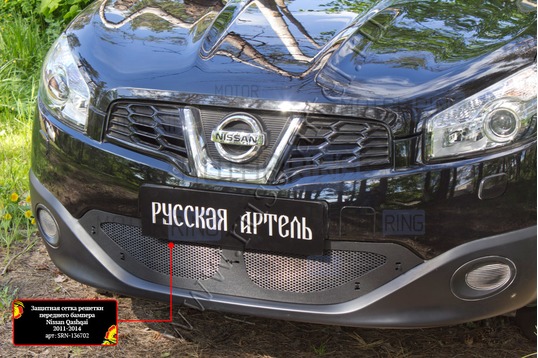 Защитная сетка решетки переднего бампера Русская Артель для Nissan Qashqai 2011-2013 г.в._1