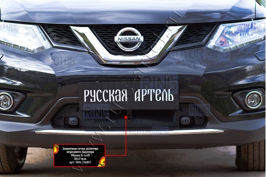 Защитная сетка решетки переднего бампера Русская Артель для Nissan X-trail 2015-2018 г.в._1