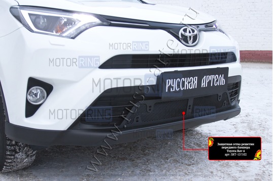 Защитная сетка решетки переднего бампера Русская Артель для Toyota Rav4 2015-2019 г.в.