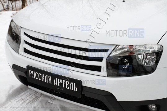 Решетка радиатора Русская Артель с черной сеткой для Renault Duster 2010-2020 г.в._1
