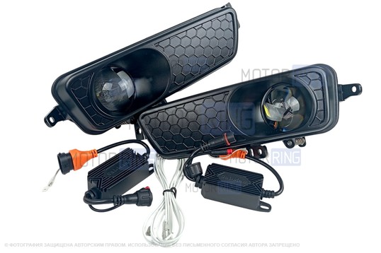 Диодные ПТФ Sal-Man 120W 32000lux (блтижний, дальний) с защитой от перегрева и запотевания для Ford Focus 3 2014-2019 г.в., C-Max 2015-2019 г.в., Transit 2019-2026 г.в.