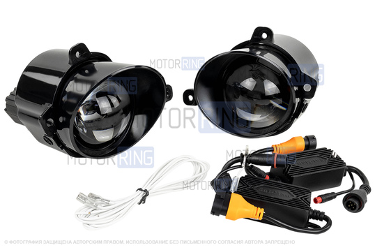 Диодные ПТФ Sal-Man 120W 32000lux (ближний, дальний) с защитой от перегрева и запотевания для Лада Калина 2004-2011 г.в., Калина 2 2013-2018 г.в., Гранта 2011-2017 г.в., Ларгус 2012-2020 г.в., Датсун 2014-2019 г.в., УАЗ Патриот