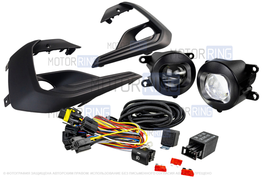 Комплект подключения ПТФ Sal-Man 120W 32000lux с рамками (кронштейнами) для Лада Веста NG Кросс