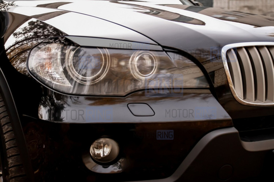 Узкие реснички-накладки на фары для BMW X5 (E70) 2006-2013 г.в.
