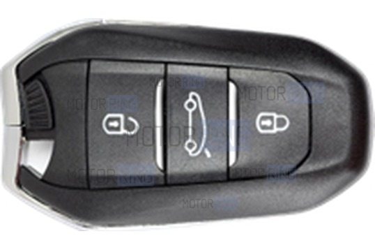Силиконовый белый чехол выкидного ключа (F) с Хром акцентами для Peugeot 208, 308, 508, 2008, 3008, 4008