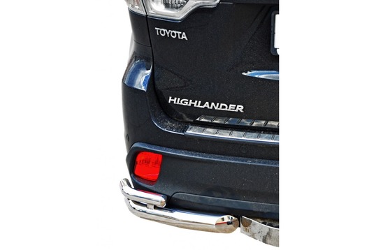 Защита заднего бампера ТехноСфера Уголки двойные d63,5 нержавейка для Toyota Highlander_1