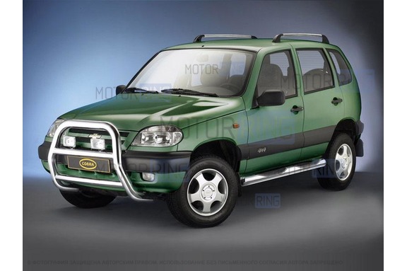 Пороги трубообразные с площадкой для ноги 80 мм, нерж. Chevrolet Niva