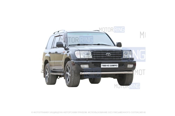 Защита переднего бампера ТехноСфера стальная Труба d63,5 для Toyota Land Cruiser 100 1998-2007 .в.