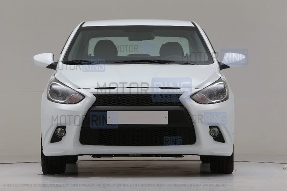 Передний бампер ЮролТюнинг (вариант 2) для Hyundai Solaris 2010-2014 г.в.