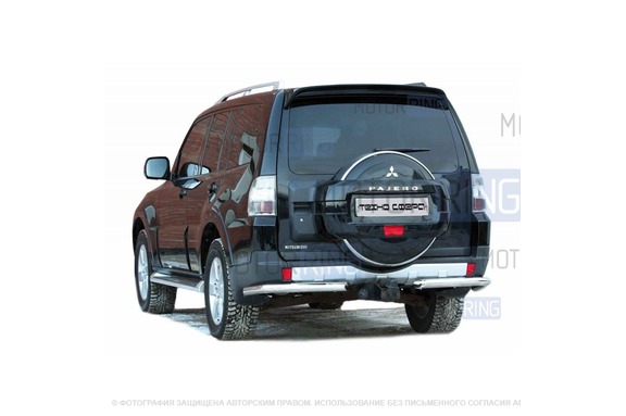 Защита заднего бампера ТехноСфера Уголки d63,5 для Mitsubishi Pajero IV 2006-2015 г.в.