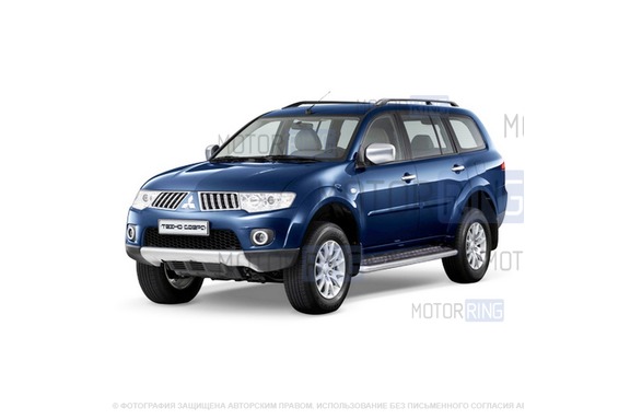 Защита порогов ТехноСфера с алюм.листом d63,5 окраш для Mitsubishi Pajero Sport