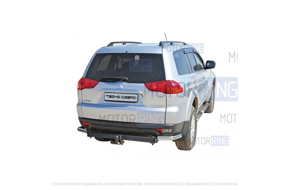 Защита заднего бампера ТехноСфер Уголки d63,5 для Mitsubishi Pajero Sport 2008-2013 г.в.