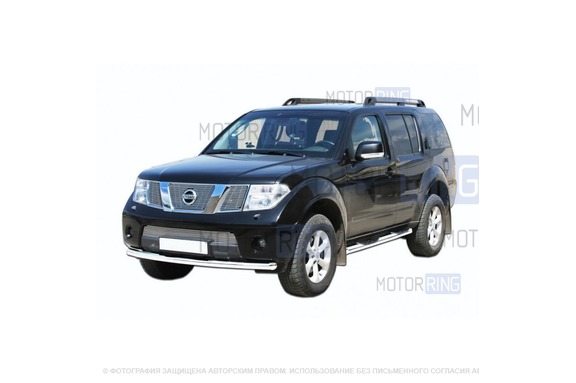 Защита переднего бампера ТехноСфера Труба d63,5 для Nissan Pathfinder 2010-2014 г.в.