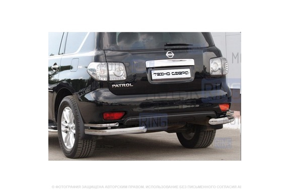 Защита заднего бампера ТехноСфера Уголки двойные d76 для Nissan Patrol 2010-2014 г.в.