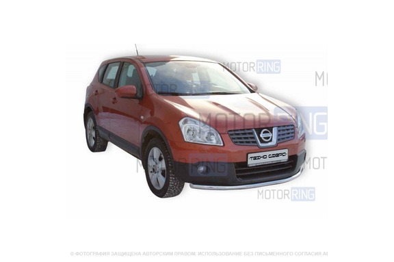 Защита переднего бампера ТехноСфера Труба d51 для Nissan Qashqai 2006-2010 г.в.