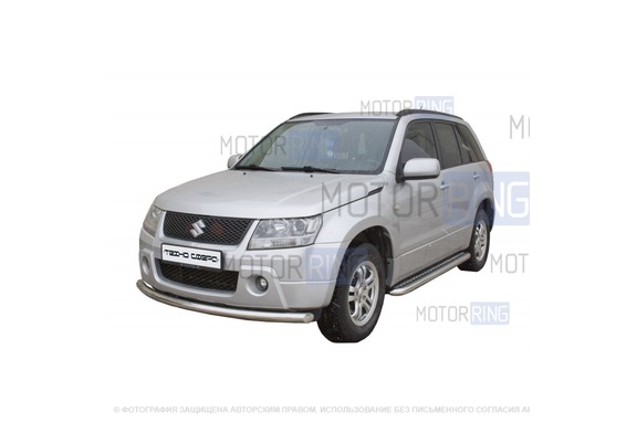 Защита переднего бампера ТехноСфера Труба d63,5 для Suzuki Grand Vitara 2005-2008 г.в.