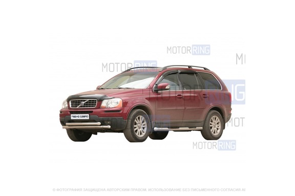 Защита переднего бампера ТехноСфера Труба двойная d63,5 для Volvo XC90 2006-2014 г.в.