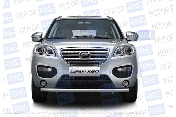 Защита переднего бампера PT Group одинарная 63мм из нержавеющей стали для Lifan X60 2012-2016 года