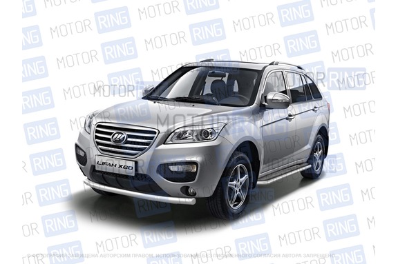 Защита переднего бампера PT Group одинарная 63мм из нержавеющей стали для Lifan X60 2012-2016 года