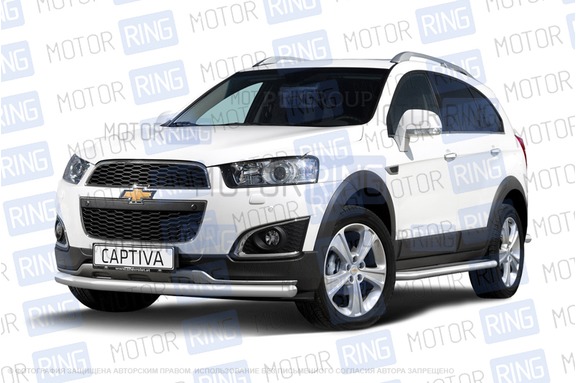 Защита переднего бампера из нержавеющей стали ПТ O63мм (НПС) для Chevrolet Captiva с 2013 года